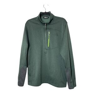 The North Face Half Zip 1/2 Long Sleeve Fleece Pullover Green Gray Large Mens
